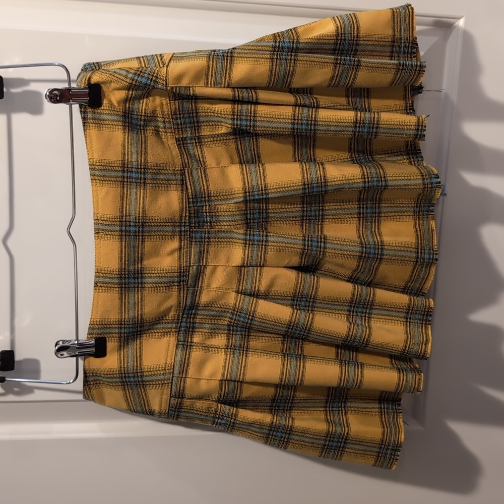 Current mood mustard teal mini skirt Large